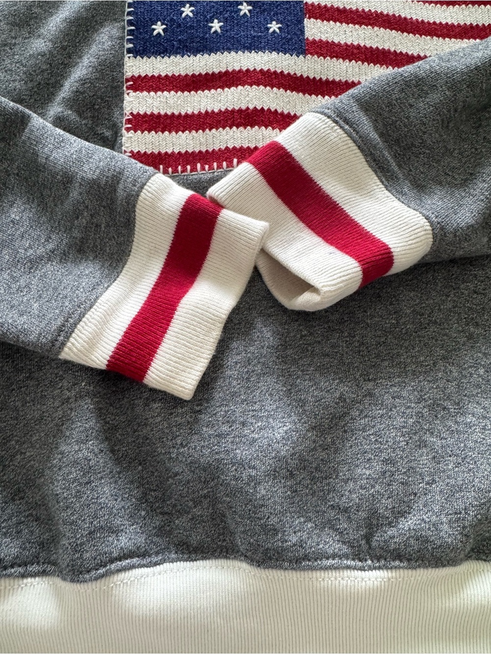 Polo Ralph Lauren Kids USA Flag Mockneck Sweatshirt Gray Size M 8–10 - Picture 7 of 13